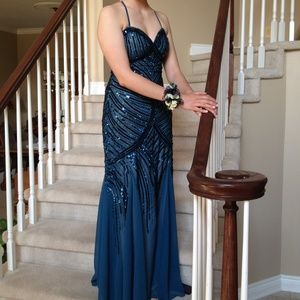 Elegant Turquoise blue prom dress